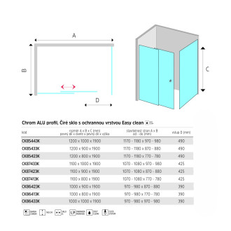 Mereo Lima sprchový kout, 100x100x190, zasun. dveře a pevný díl, L/P, sklo čiré CK86433K