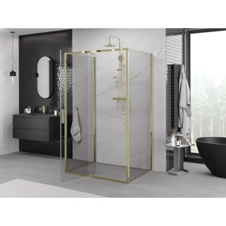 Mexen Exo-3S kabina prysznicowa 3-ścienna uchylna 150 x 70 cm, transparent, złota - 819-150-070-50-00-3S