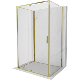 Mexen Exo-3S třístěnný výklopný sprchový kout 105 x 80 cm, průhledný, zlatý - 819-105-080-50-00-3S
