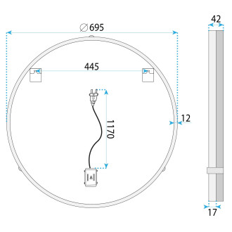 Zrcadlo LED 70cm BL805
