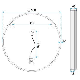 REA Zrcadlo LED 60cm BL807 HOM-06910
