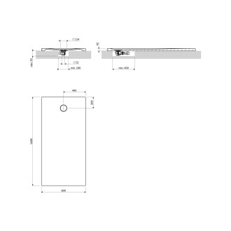 AQUAROCK kompozytowy brodzik prysznicowy antypoślizgowy, 80 x 160 cm, ash grey mat