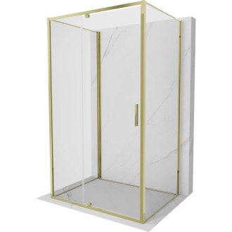 Mexen Exo-3S třístěnný výklopný sprchový kout 150 x 90 cm, průhledný, zlatý - 819-150-090-50-00-3S