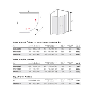 Mereo Lima sprchový kout 90x90x190 cm, sklo6 mm, vanička mramor, sifon CK608B02KM