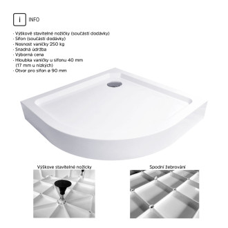 Mereo Sprchový set, spr. kout CK35133Z 80x80x185 sklo čiré,SMC vanička + sifon CK35133ZH