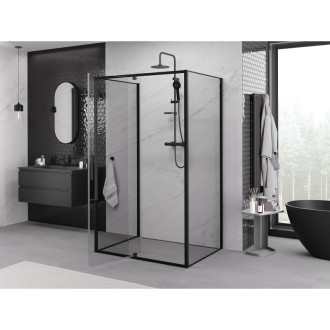 Mexen Exo-3S kabina prysznicowa 3-ścienna uchylna 140 x 90 cm, transparent, czarna - 819-140-090-70-00-3S