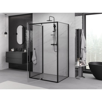 Mexen Exo-3S kabina prysznicowa 3-ścienna uchylna 140 x 95 cm, transparent, czarna - 819-140-095-70-00-3S