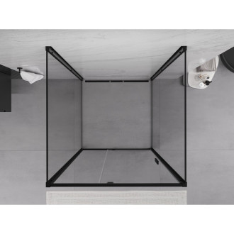 Mexen Exo-3S kabina prysznicowa 3-ścienna uchylna 100 x 100 cm, transparent, czarna - 819-100-100-70-00-3S