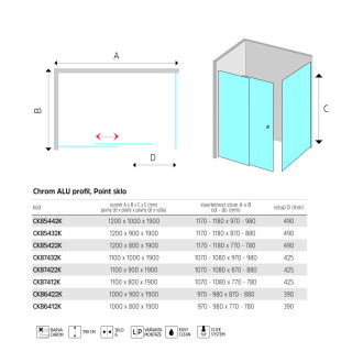 Mereo Lima sprchový kout, 100x80x190 cm, zasunovací dveře a pevný díl, L/PCK86412K