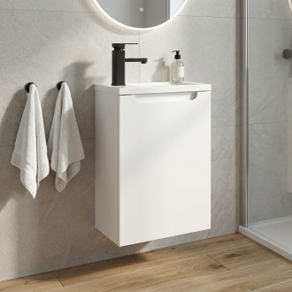 CERANO - Umyvadlová skříňka pro WC Sora - bílá matná + umyvadlo z lit. mramoru - bílá matná - 40x57,5x22 cm