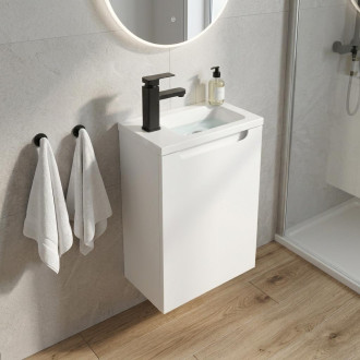 CERANO - Umyvadlová skříňka pro WC Sora - bílá matná + umyvadlo z lit. mramoru - bílá matná - 40x57,5x22 cm