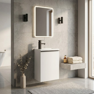 CERANO - Umyvadlová skříňka pro WC Zola - bílá matná + umyvadlo z lit. mramoru - bílá matná - 40x55x23,5 cm