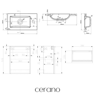 CERANO - Umyvadlová skříňka pro WC Zola - bílá matná + umyvadlo z lit. mramoru - bílá matná - 40x55x23,5 cm