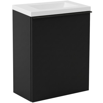 CERANO - Umyvadlová skříňka pro WC Zola - černá matná + umyvadlo z lit. mramoru - bílá matná - 40x55x23,5 cm