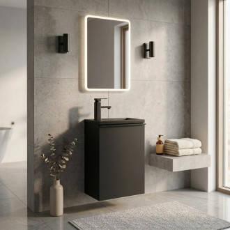 CERANO - Umyvadlová skříňka pro WC Zola - černá matná + umyvadlo z lit. mramoru - černá matná - 40x55x23,5 cm