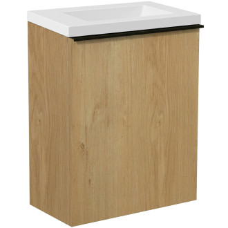 CERANO - Umyvadlová skříňka pro WC Zola - dub medový + umyvadlo z lit. mramoru - bílá matná - 40x55x23,5 cm