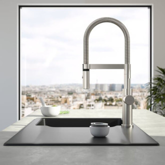 Dřezová baterie Villeroy & Boch Steel Expert 2.0 s výpustí nerezová ocel 928000LC