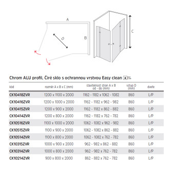 Mereo Novea sprchový kout, obdél., 120x80x200 cm, levý, chrom  CK10414ZL