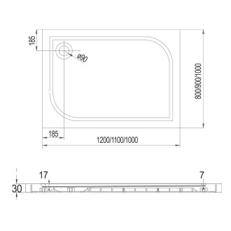 Mereo Lima sprchový kout, 100x80x190 cm sklo čiré 6 mm, vanička mramor, sifon CK82413KM
