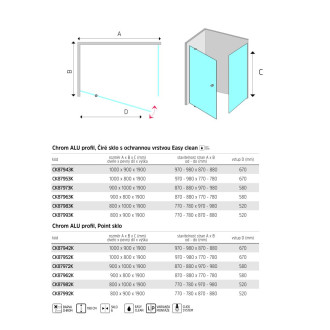 Mereo Lima sprchový kout, 90x80x190 cm, pivotové dveře a pevný díl, sklo Point CK87962K