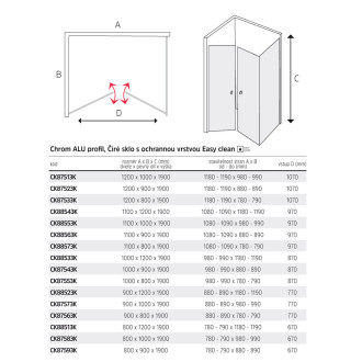 Mereo Lima sprchový kout, 80x90x190 cm, lítací dveře a pevný díl, sklo Čiré CK87593K