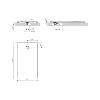 Omnires AQUAROCK kompozitní sprchová vanička, 80 x 140 cm, bílá mat AQUAROCK80-140BM