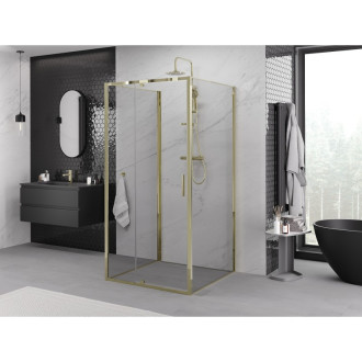 Mexen Exo-3S kabina prysznicowa 3-ścienna uchylna 110 x 110 cm, transparent, złota - 819-110-110-50-00-3S