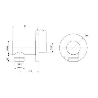 Vývod sprchy, kulatý, měď mat