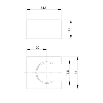 Držák sprchy hranatý, pevný, gun metal