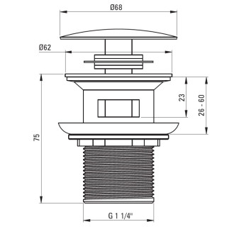 Výpusť CLICK-CLACK pro umyvadla s přepadem BLACK
