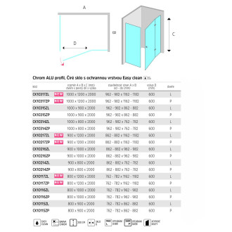 Mereo Novea sprchový kout, obdél., 110x90x200 cm, levý, chrom CK10515ZL