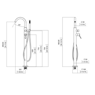 Vanová baterie AGAPE stojící černá matná EFEZ028E