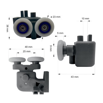 Mereo Pojezdy (horní a spodní), kompletní sada 8ks pro dveře LIMA