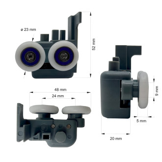 Mereo Pojezdy (horní a spodní), kompletní sada 8ks pro dveře LIMA
