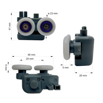 Mereo Pojezdy (horní a spodní), kompletní sada 8ks pro dveře LIMA