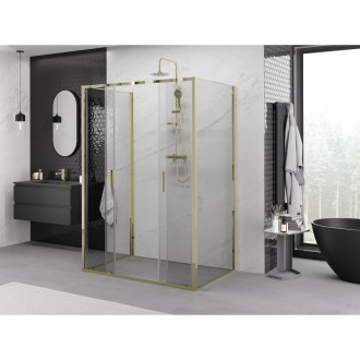 Mexen Exo-3S kabina prysznicowa 3-ścienna rozsuwana 140 x 75 cm, transparent, złota - 8152-140-075-50-00-3S
