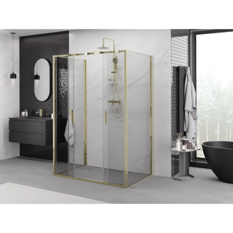Mexen Exo-3S kabina prysznicowa 3-ścienna rozsuwana 140 x 80 cm, transparent, złota - 8152-140-080-50-00-3S