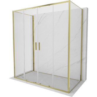 Mexen Exo-3S třístěnný posuvný sprchový kout 190 x 80 cm, průhledný, zlatý - 8152-190-080-50-00-3S