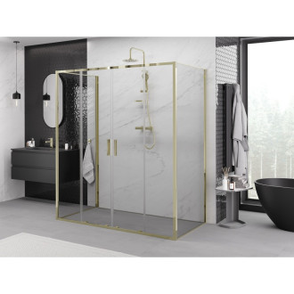 Mexen Exo-3S kabina prysznicowa 3-ścienna rozsuwana 180 x 90 cm, transparent, złota - 8152-180-090-50-00-3S