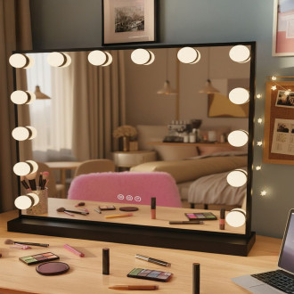 REA Zrcadlo LED HOLLYWOOD Black HOM-12011