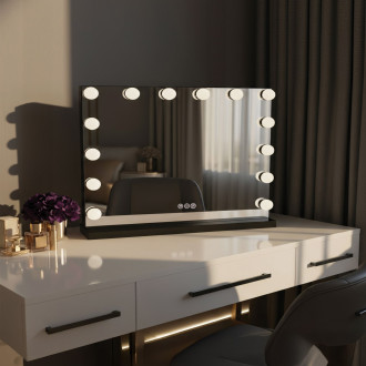 REA Zrcadlo LED HOLLYWOOD Black HOM-12011