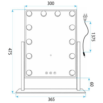 REA Zrcadlo LED HOLLYWOOD White 30x40 HOM-12023