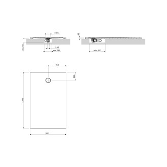 AQUAROCK kompozytowy brodzik prysznicowy antypoślizgowy, 90 x 140 cm, ash grey mat