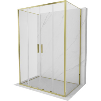 Mexen Exo-3S třístěnný posuvný sprchový kout 140 x 100 cm, průhledný, zlatý - 8152-140-100-50-00-3S