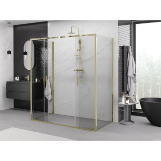 Mexen Exo-3S kabina prysznicowa 3-ścienna rozsuwana 170 x 100 cm, transparent, złota - 8152-170-100-50-00-3S