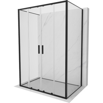 Mexen Exo-3S třístěnný posuvný sprchový kout 140 x 70 cm, průhledný, černý - 8152-140-070-70-00-3S