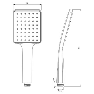 Ruční sprcha, 245mm, silikon trysky, ABS/gun metal