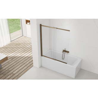 Vanová zástěna SAT Vision 140x120 cm broušený rose gold SATVZVI120RG