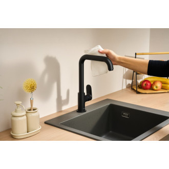 Dřezová baterie Hansgrohe Vernis Blend s otočným ramínkem matná černá 71857670