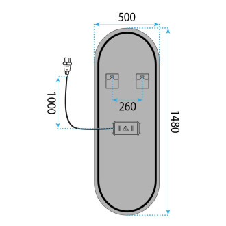 REA Zrcadlo LED 150x50cm MOL-OV HOM-01525